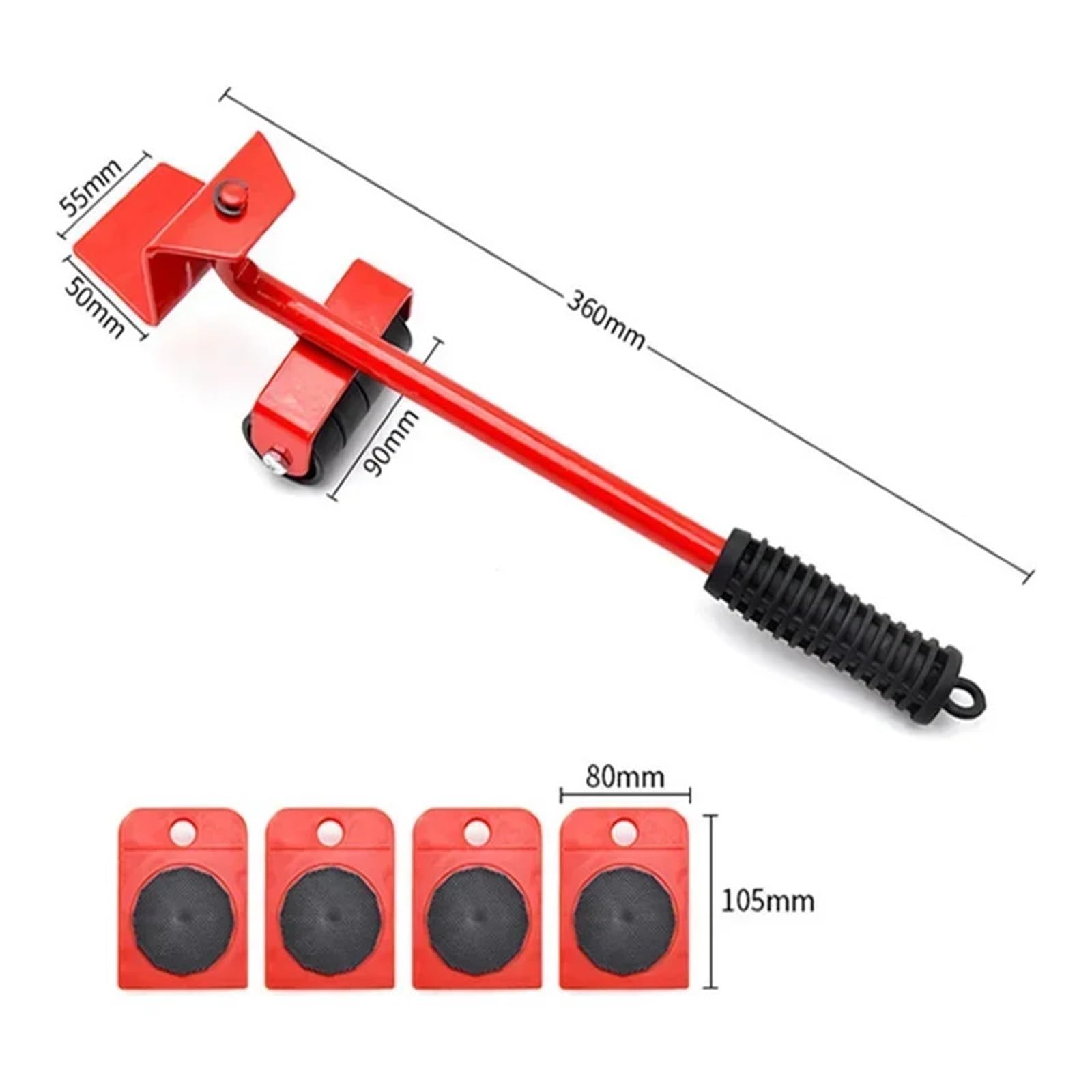 DuMoving Roller Set5PCS Nero Strumento di Sollevamento per Facile Trasporto & Rimozione di OggettiRuota Traslochi per Casa & Ufficio Uso