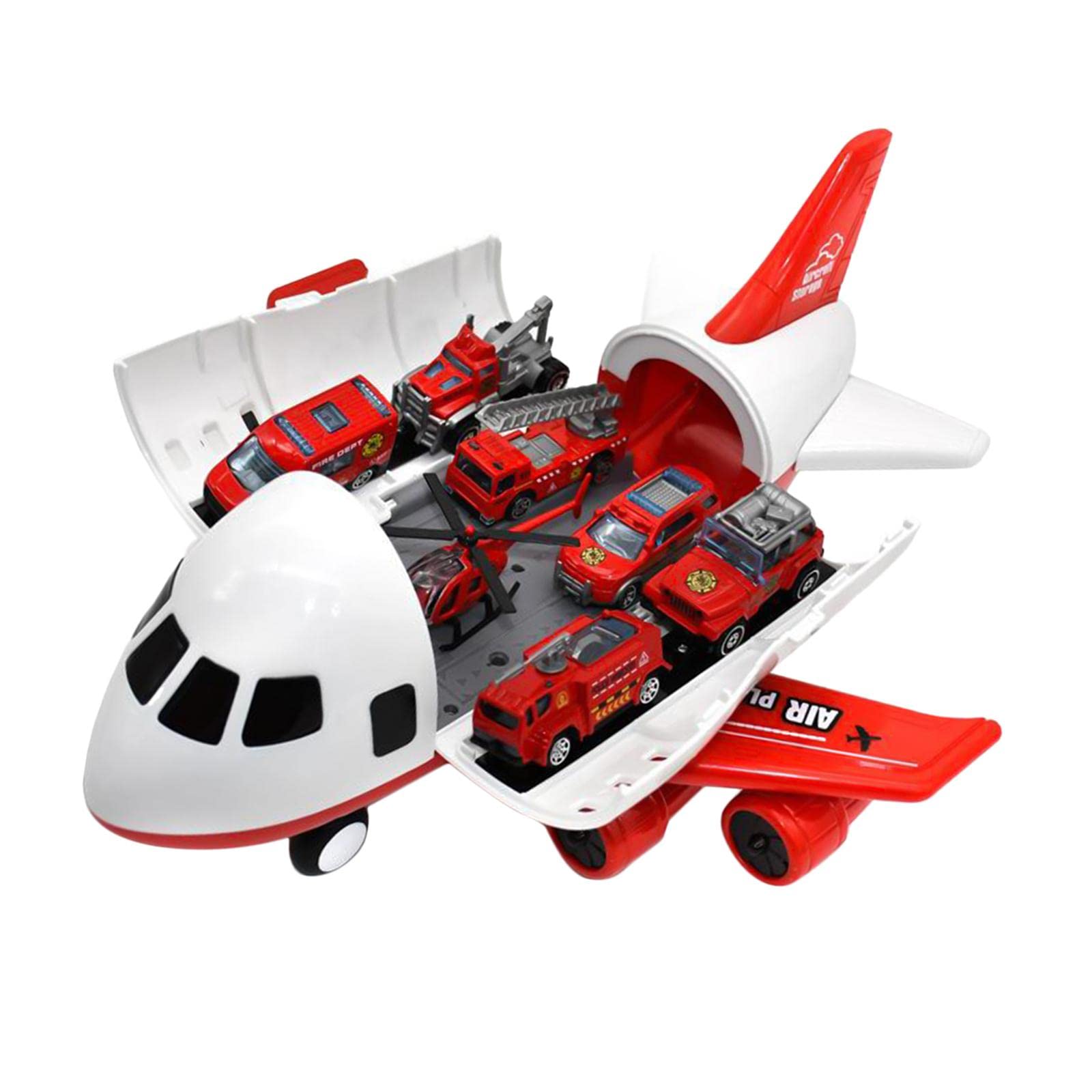 MagiDeal Aereo Passeggeri Giocattolo Grande Inerzia Portacarri Veicoli Alloy Adatto per Trasporto Giocattoli Gioco Bambini Esposizione Casa Collezione, Rosso 6 Antincendio Camion