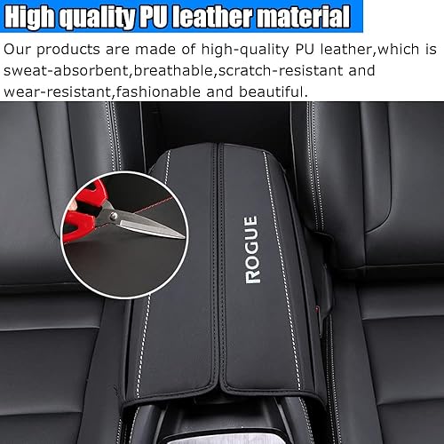 Miniatura 6 de Kakash Accesorios interiores personalizados para Nissan Rogue 2021 2022 2023, funda de cuero para consola central, almohadilla para reposabrazos,
