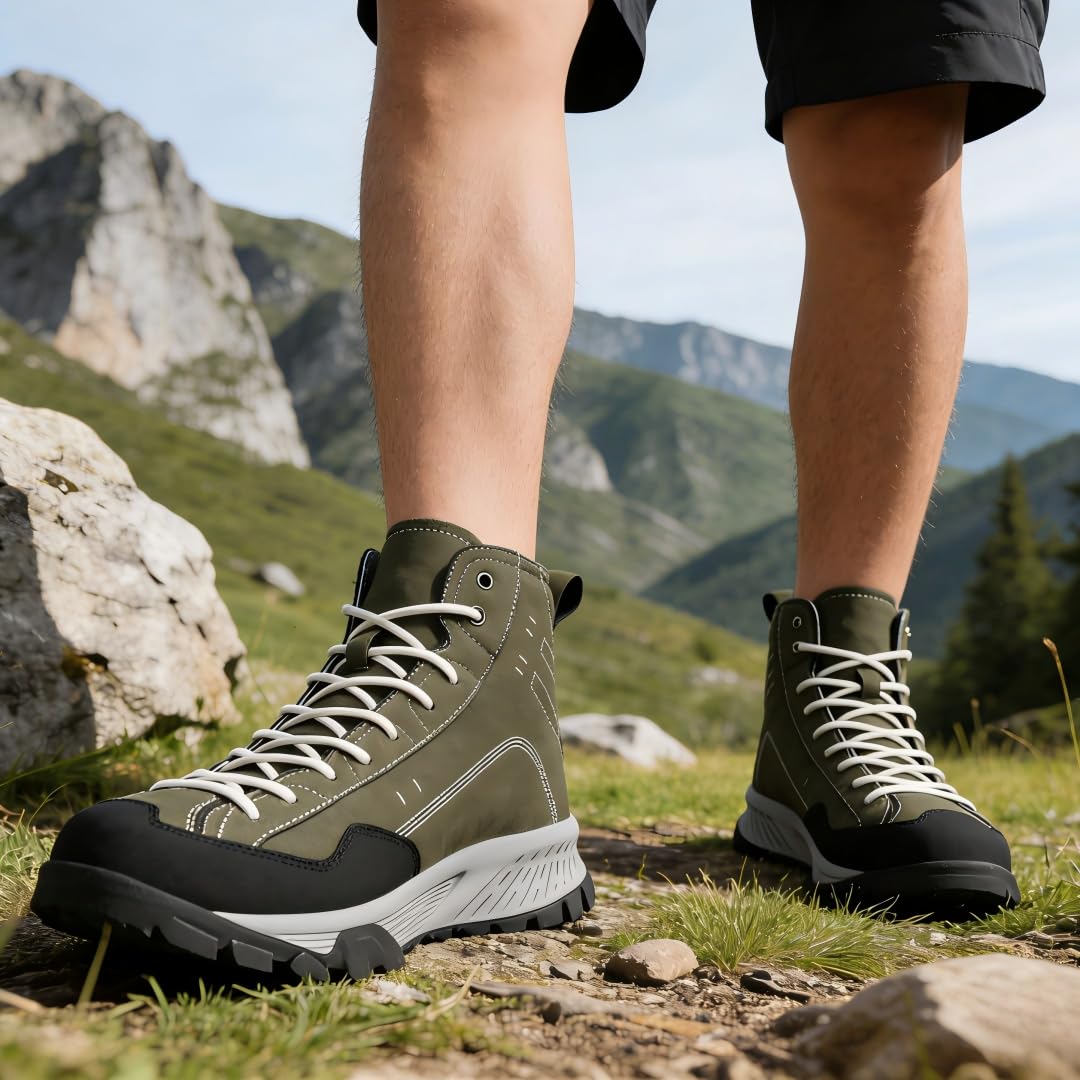 YOUTHUP Chaussures marche homme montantes antidérapantes | Dessus résistant doublure aérée semelle crantée adhérence stable style urbain pour marche ville et sorties nature légères