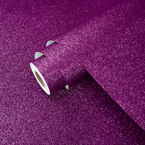 Yullpaper Papier Peint Autocollant Violet Paillete Brillant Revetement Adhésif Meuble Salon Placard Rouleau Adhesif Decoratif Papier Peint Adhesif Mural...