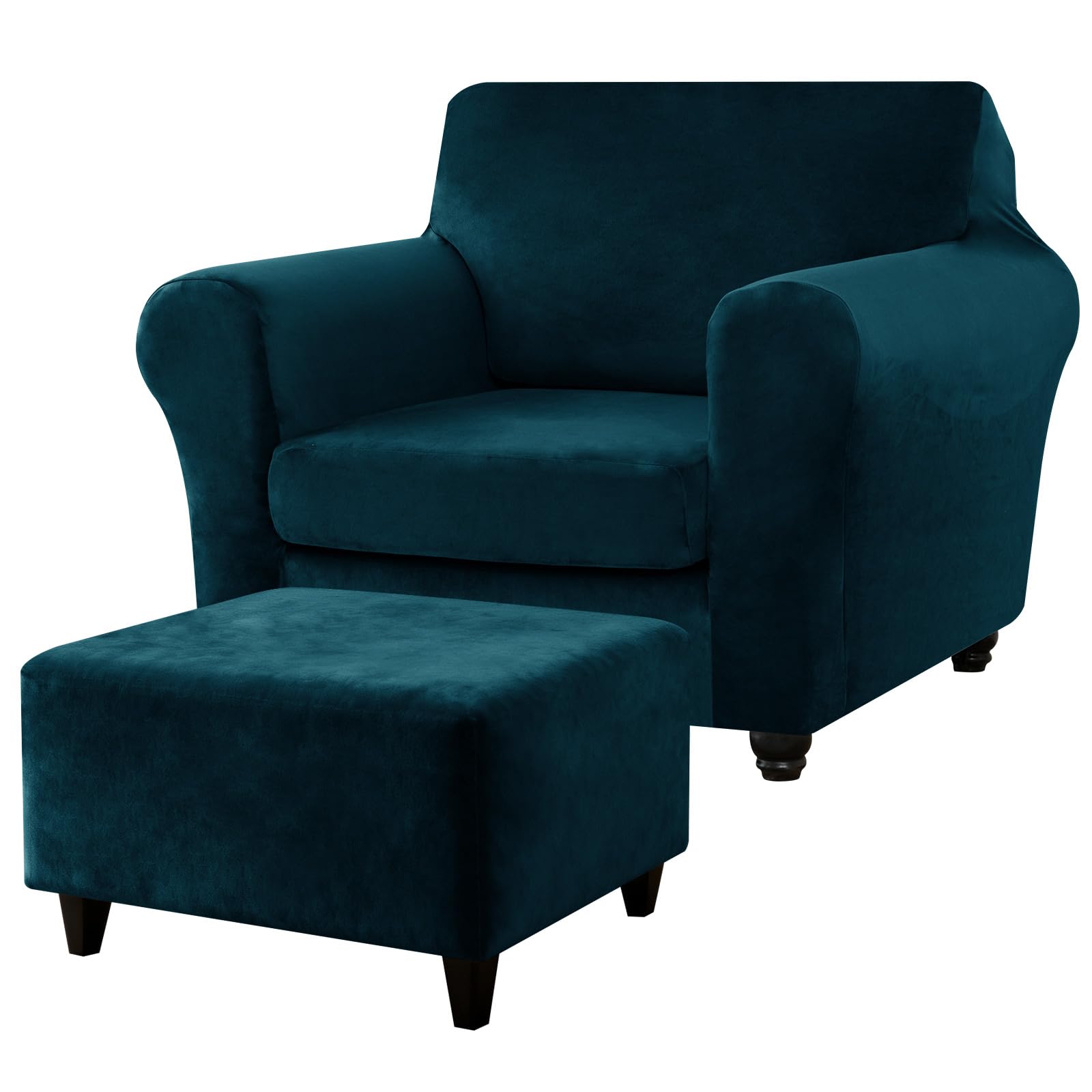 Housse de chaise et ottomane bleu sarcelle pour décoration du salon