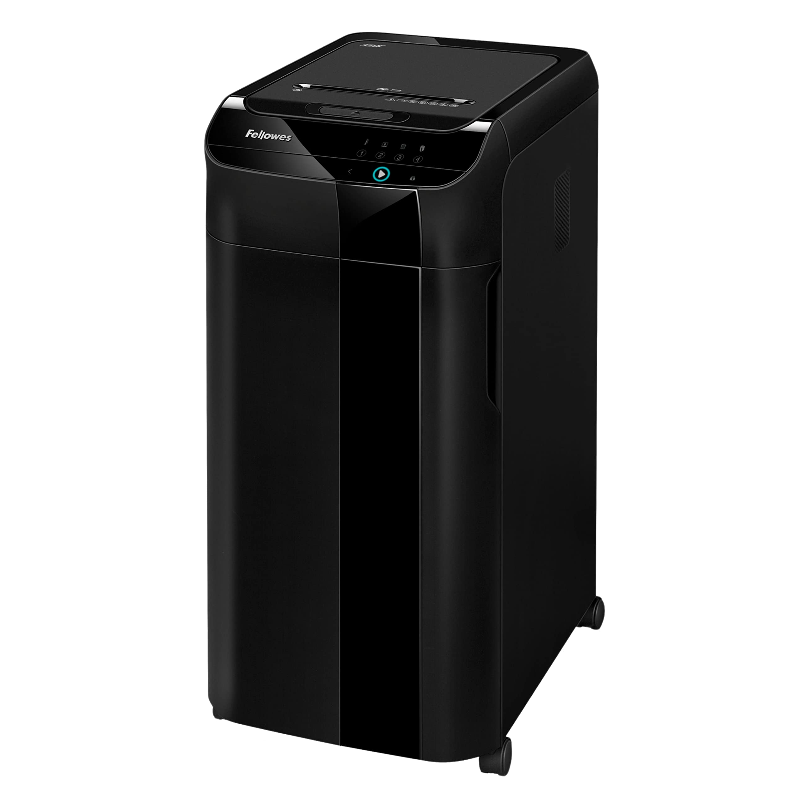 Fellowes Automax™ 550C - Destructora trituradora de papel automática, corte en partículas de 4x38mm (DIN P-​4), destruye hasta 550 hojas, hasta 10 usuarios en la oficina, papelera de 83L, destruye CD