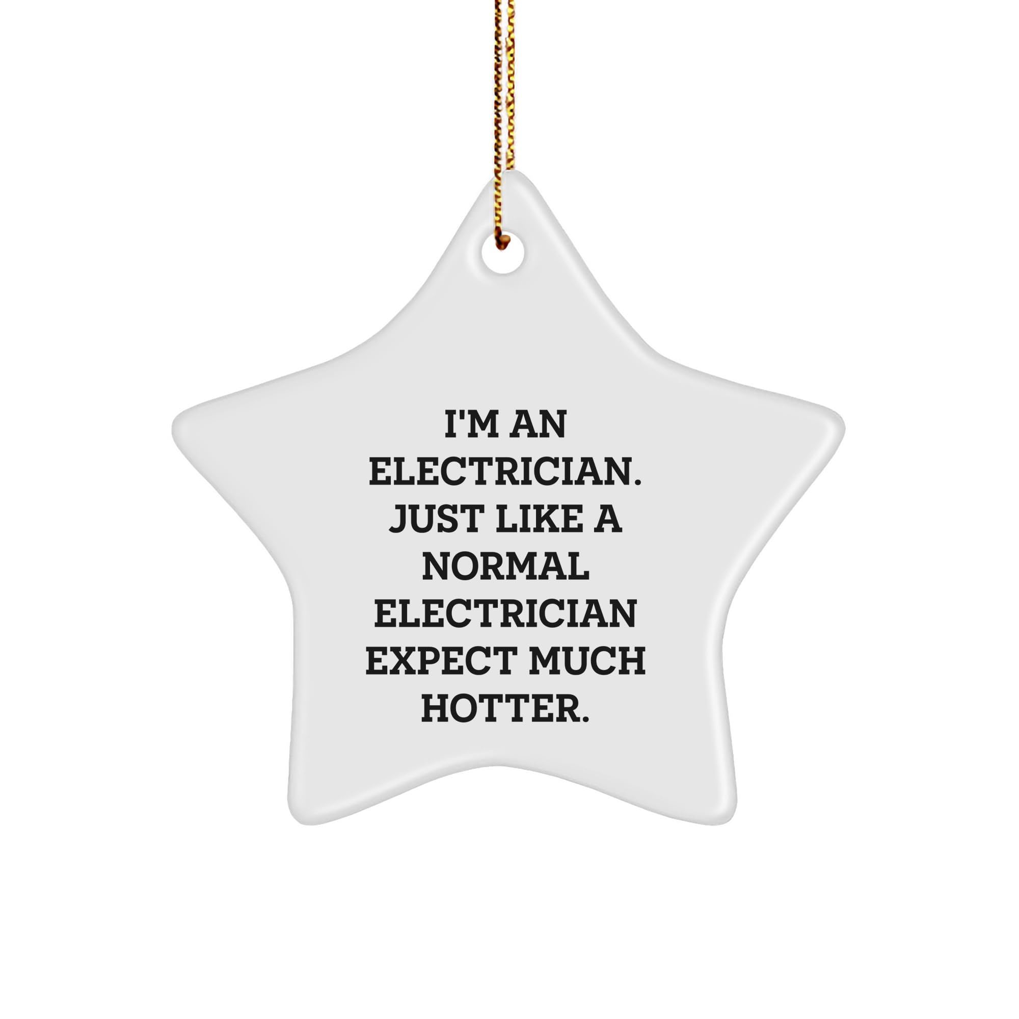 Funny Gifts for Electrician | Sarcastic Christmas Unique Gifts with I'm an Electrician. Just Like A Normal Electrician Except Much Hotter. Design | White Star Ornament