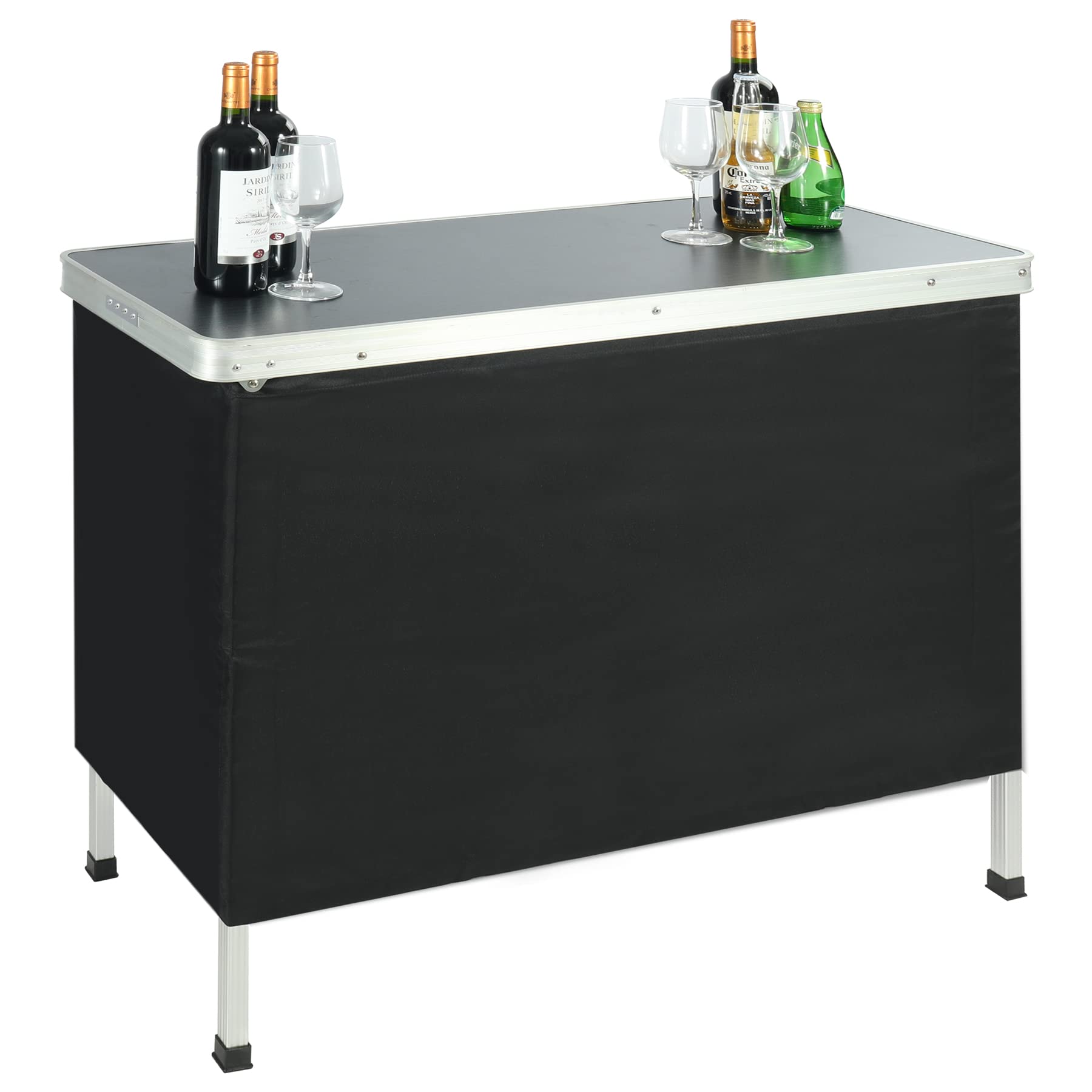 REDCAMP Portable Bar Table with Bar Skirts and Storage Shelf, PopUp