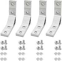 Vista 1 de 4 juegos de hardware de conexión de perfil de extrusión de aluminio 1010 plateado, incluye 1 pieza de llave, 4 piezas de soporte en L de 78x78 mm