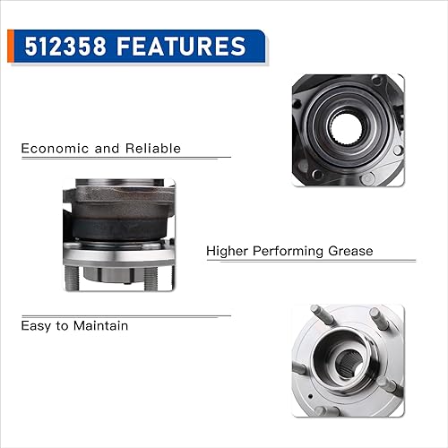 Miniatura 5 de PAROD Par de bujes de rueda trasera 512358 y conjunto de rodamientos compatibles con Pontiac Torrent 2007-2009, Chevy Captiva Sport 2012-2015,