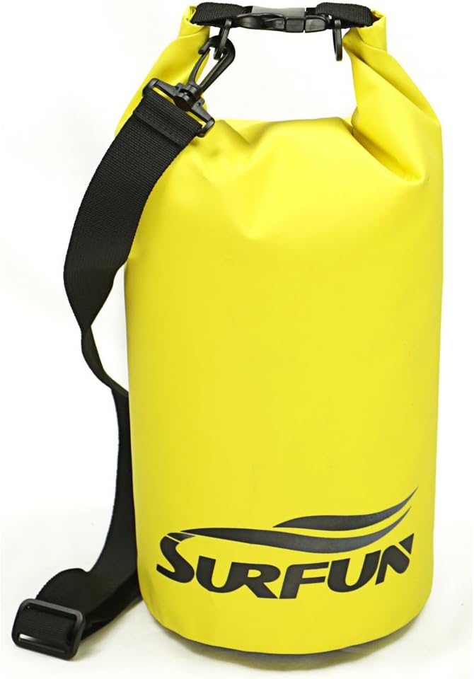 Surfun Durable Waterproof Dry Bag Dry Sack with Shoulder Strap for Camping Kayaking Hiking Boating Rafting Swimming and Floating (Yellow, 20 Liters)