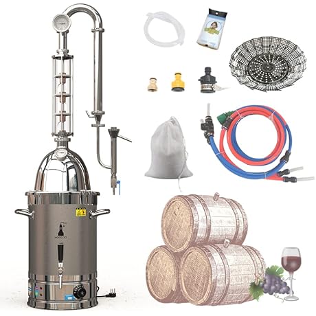 Moonshine Still Kit: SV-30-110V Stainless Steel Home Distiller Kit for Whiskey Making