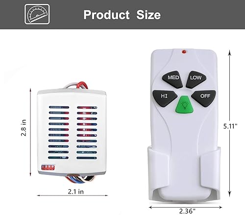 Vista 19 de Kit de control remoto universal de ventilador de techo 53T, atenuador de luz de 3 velocidades, funciona con receptor 18R 28R compatible con 53T 35T