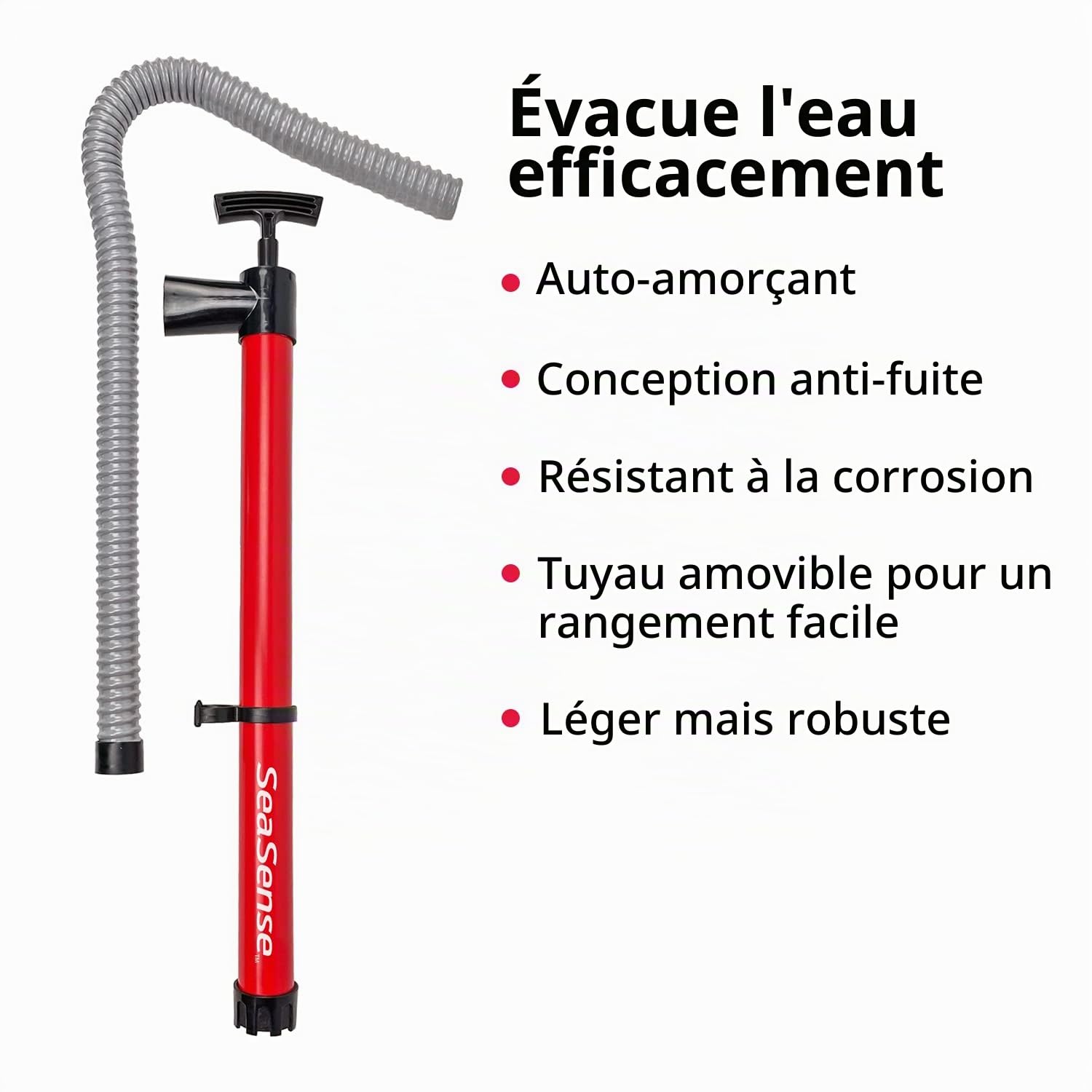SeaSense Pompe de cale Manuelle en Plastique, Industrielle/Utilitaire, Noire, Auto-amorçante, compacte, légère, résistante à la Corrosion, idéale pour Les Petits Bateaux, Kayaks, canoës, Cales ou