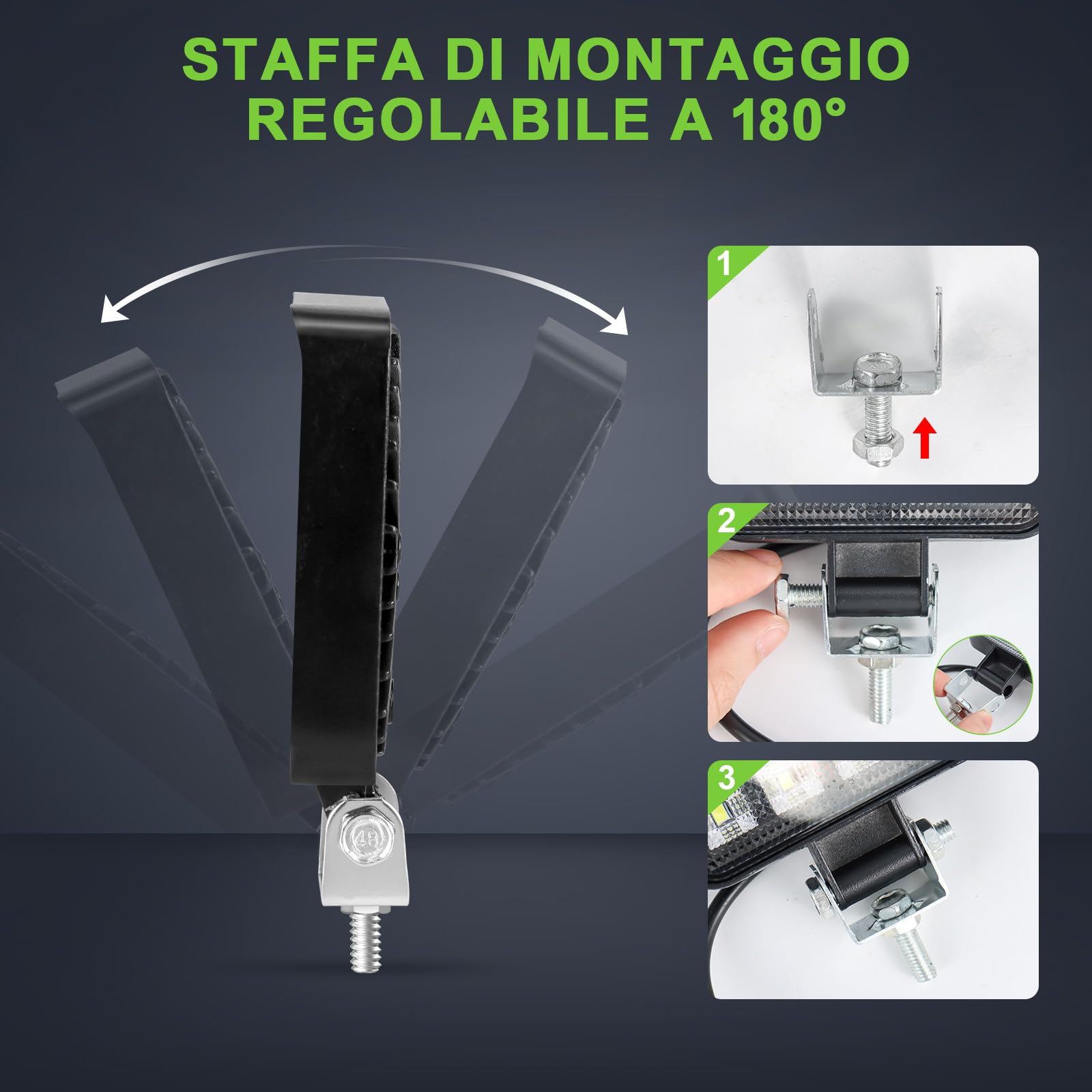 2PCS Faro di Inondazione da Lavoro Led, 48W Mini Sottile LED Fuoristrada a Fascio Largo Impermeabile IP65 Faretti LED per Camion Macchine Agricole Escavatori Rimorchi Furgoni