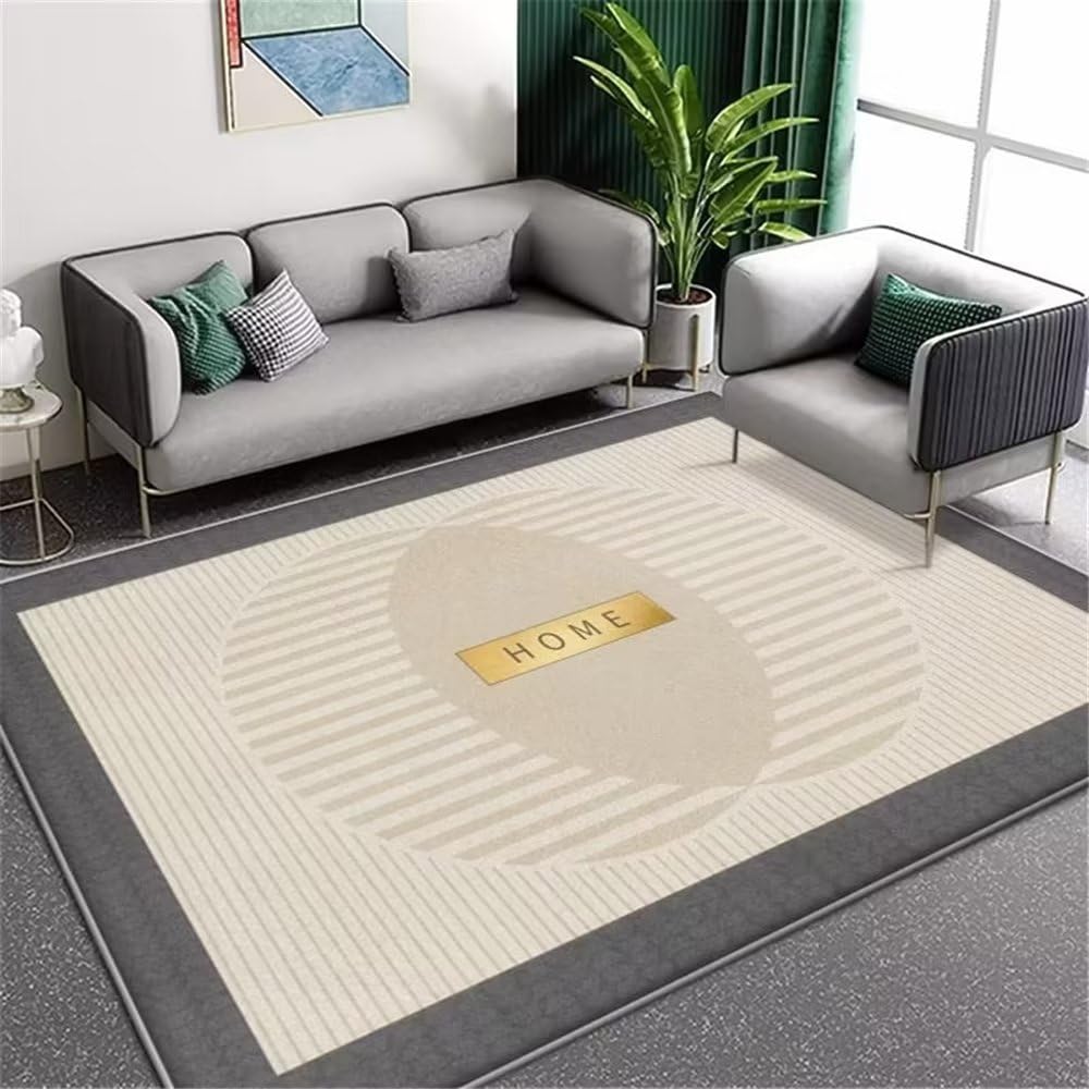 Fines rayures géométriques sur ce tapis long gris et résistant