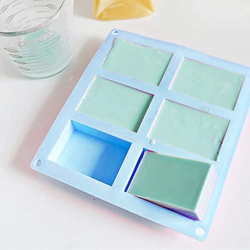 Miniatura 4 de Moldes de silicona para jabón, 6 moldes rectangulares de cavidad para bandejas de jabón, pasteles, chocolate y cubitos de hielo, juego de 3 (azul,