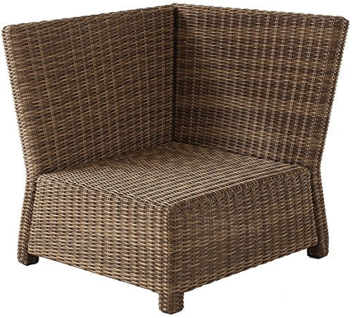 Crosley Furniture Ko70018Wb-Nv Bradenton Outdoor Wicker Sectional Corner Chair, Brown With Navy Cushions #TOP2