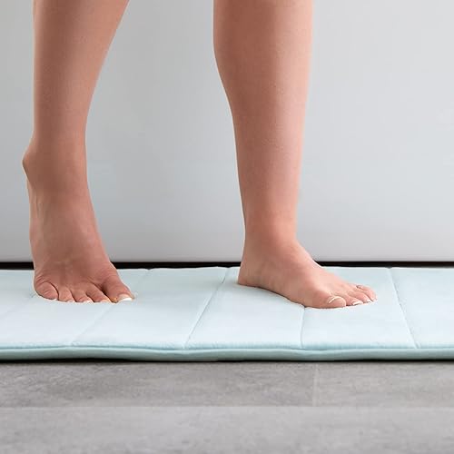 Linenspa Tapete de baño de espuma viscoelástica, antideslizante, absorbente de agua, de secado rápido, lavable a máquina, tapete de baño para baño,