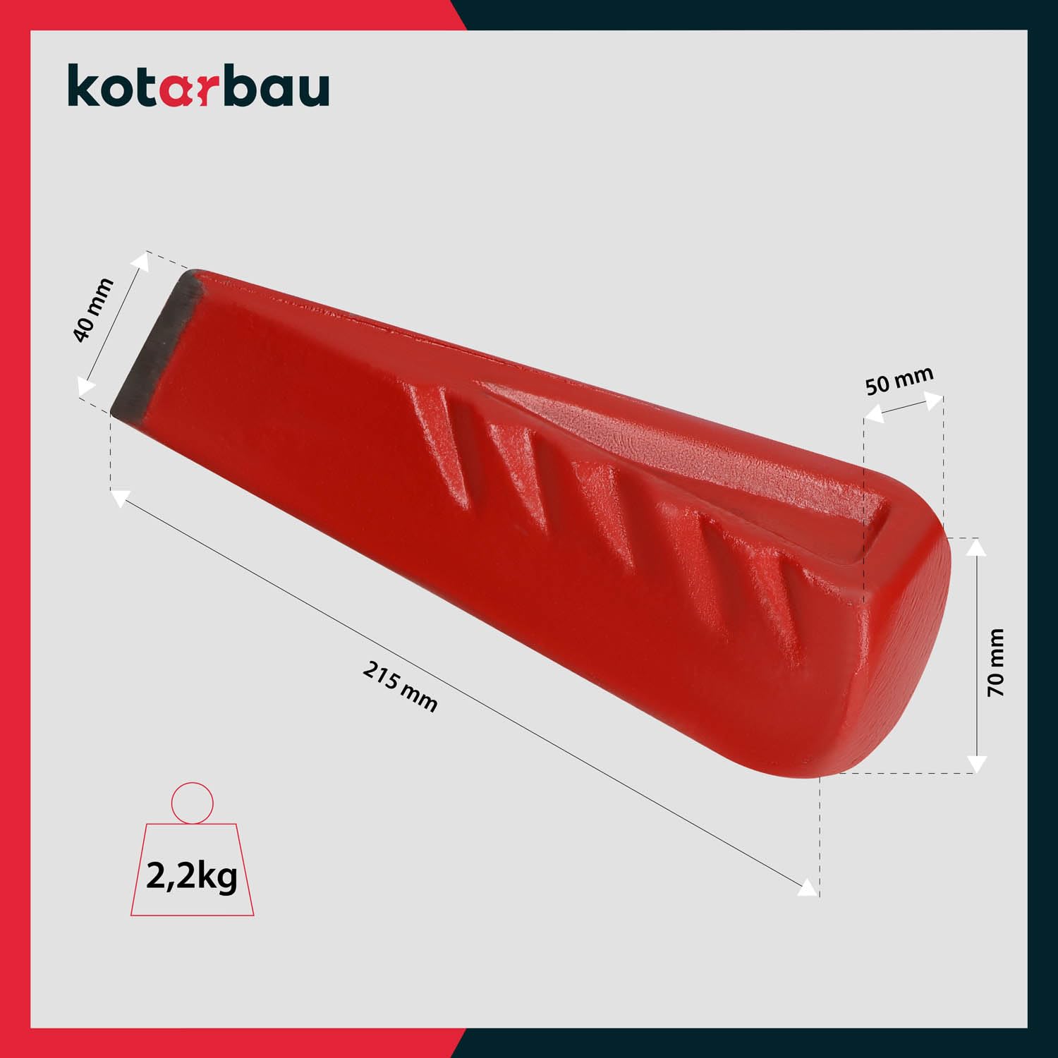 KOTARBAU® Cuneo di Spacco in Acciaio forgiato 214 mm 2,2 kg Cuneo spaccalegna