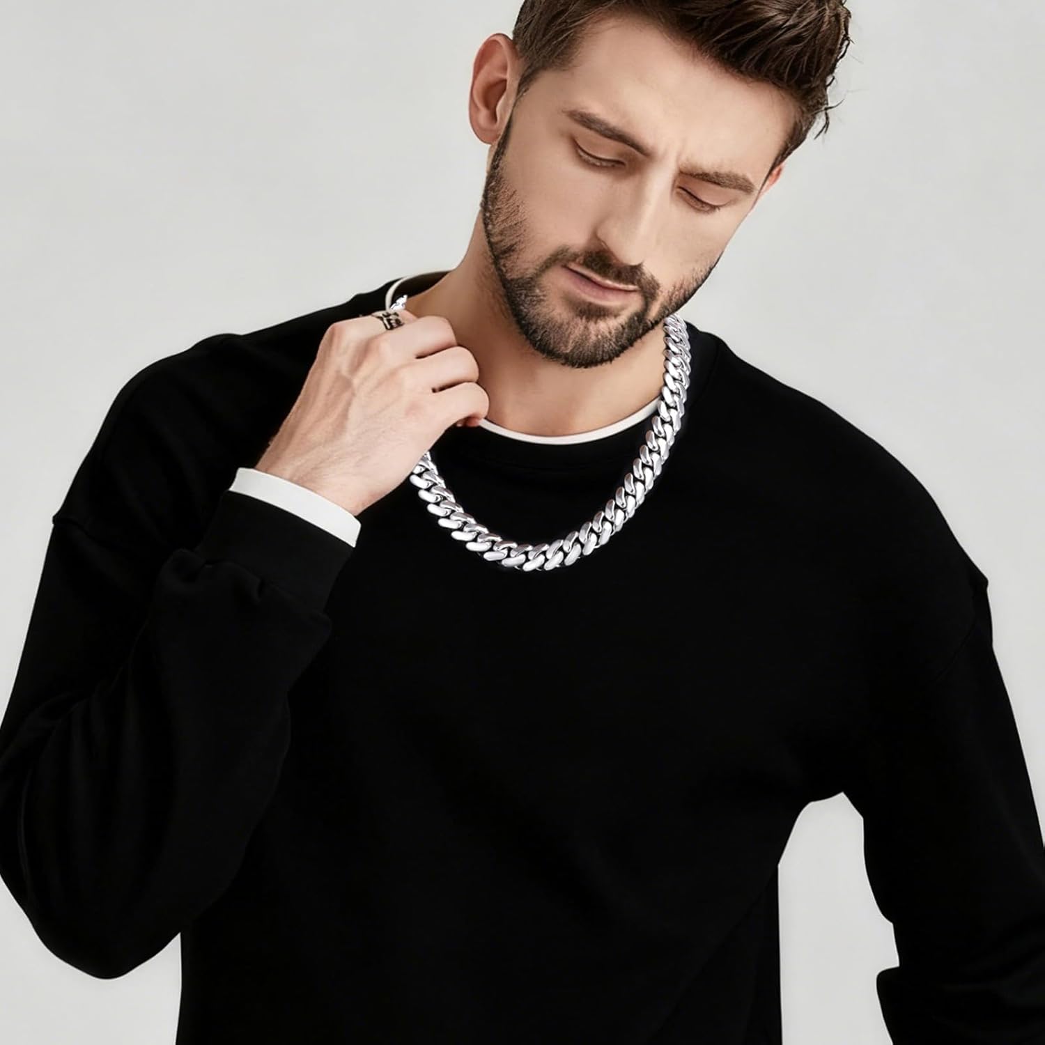 Cuban Link Chain For Men 18k Gold Plated Solid Silver/Gold Chain Men Necklace 10MM/12MM/14MM/16MM Thick Miami Cuban Chain Necklace No Tarnish& Durable Hip Hop Jewelry - Image 4