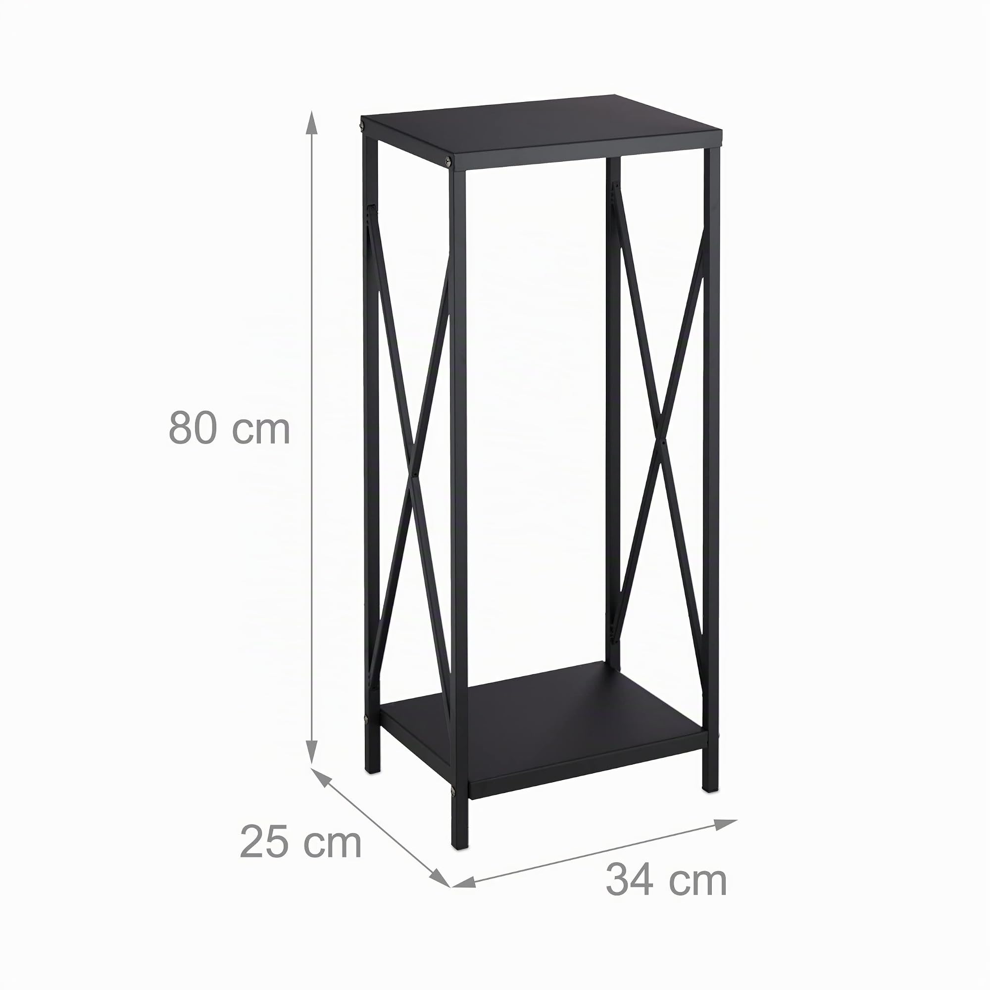 Relaxdays Étagère de cheminée, métal, HLP 80x34x25 cm, Range Bois intérieur, revêtement poudré, entreposage Bois, Noir