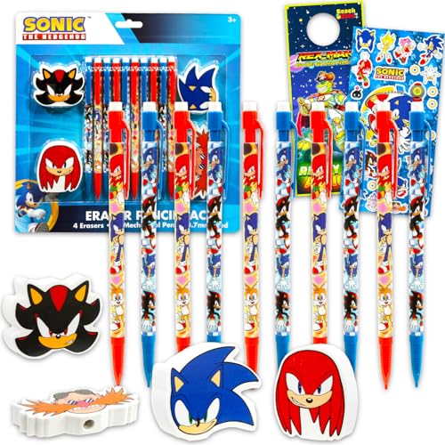 Crayons Sonic anti-mine cassée lot de 10 porte-mines pour enfants avec gommes