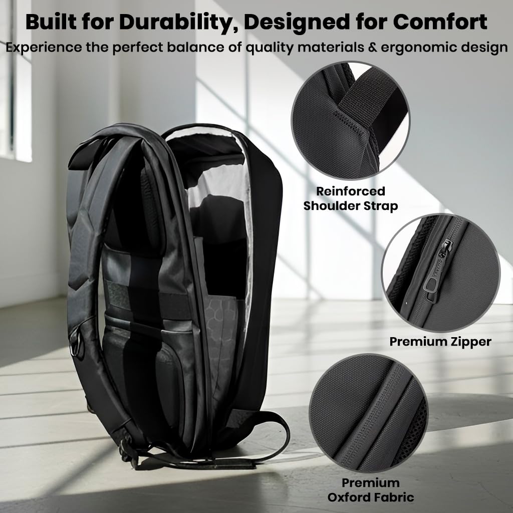 COMPX Hardshell Laptop Backpack Bag for Man - 15L Volume & Fit for 17” Laptop Waterproof, Anti-Theft, 3 Pin Lock, Padded Shoulder Straps, 180° Flat-open, Bagpack for Daily Commute & Office 13 61PNf741BNL. SL1024