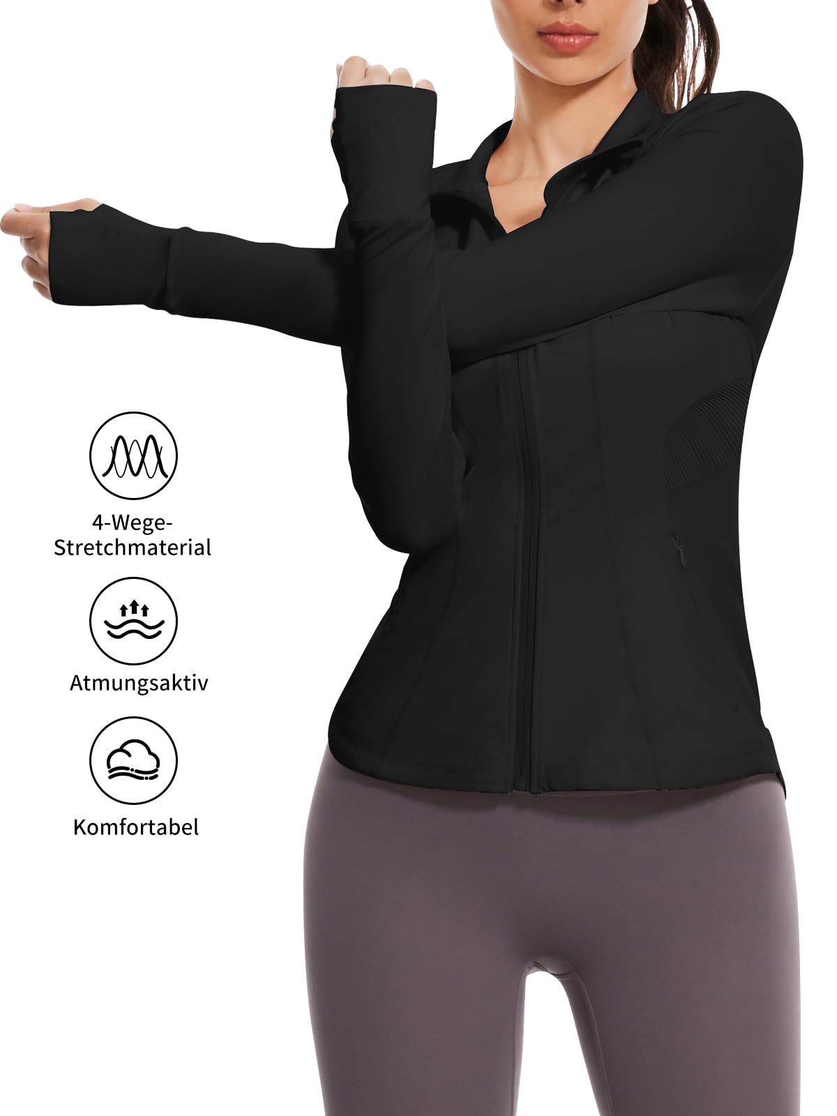 VUTRU Chaqueta deportiva para mujer de manga larga para correr
