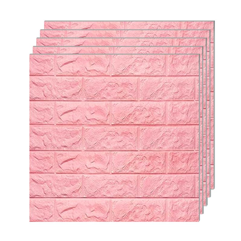 GOWALL 3D Foam Wallpaper Wall Panels Brick Self-Adhesive Waterproof PE Foam, Ceiling Wallpaper for Bedroom Livingroom,Hall, 57.5 Sq.Ft Peel and Stick 3D Brick | 70cmX70cm Color Pink Pack of 10