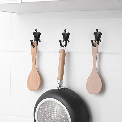 Miniatura 5 de Paquete de 5 ganchos de pared para colgar abrigos, bufandas, bolsos, mochilas, mochilas, decoración del hogar (tortuga negra)