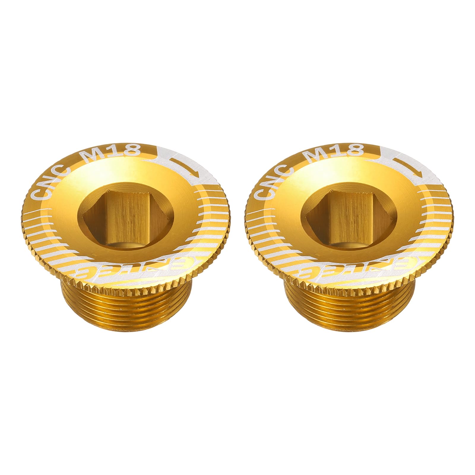 sourcing map 2pcs Crank Cover Screw M18 Aluminum Alloy Bicycle Crank Fixing Bolt Bike Crankset Arm Bolt Chainwheel Screws for Mountain Bike, Golden