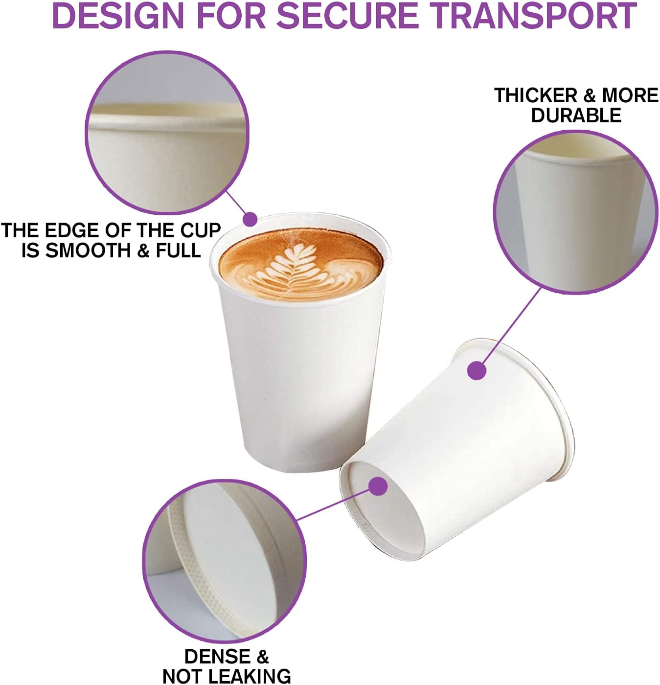 White Disposable Paper Coffee Cups (6 OZ, 100 Count) For Hot Beverages, Tea, Espresso, Cocoa - To Go Drink Containers, Café & Office image 2
