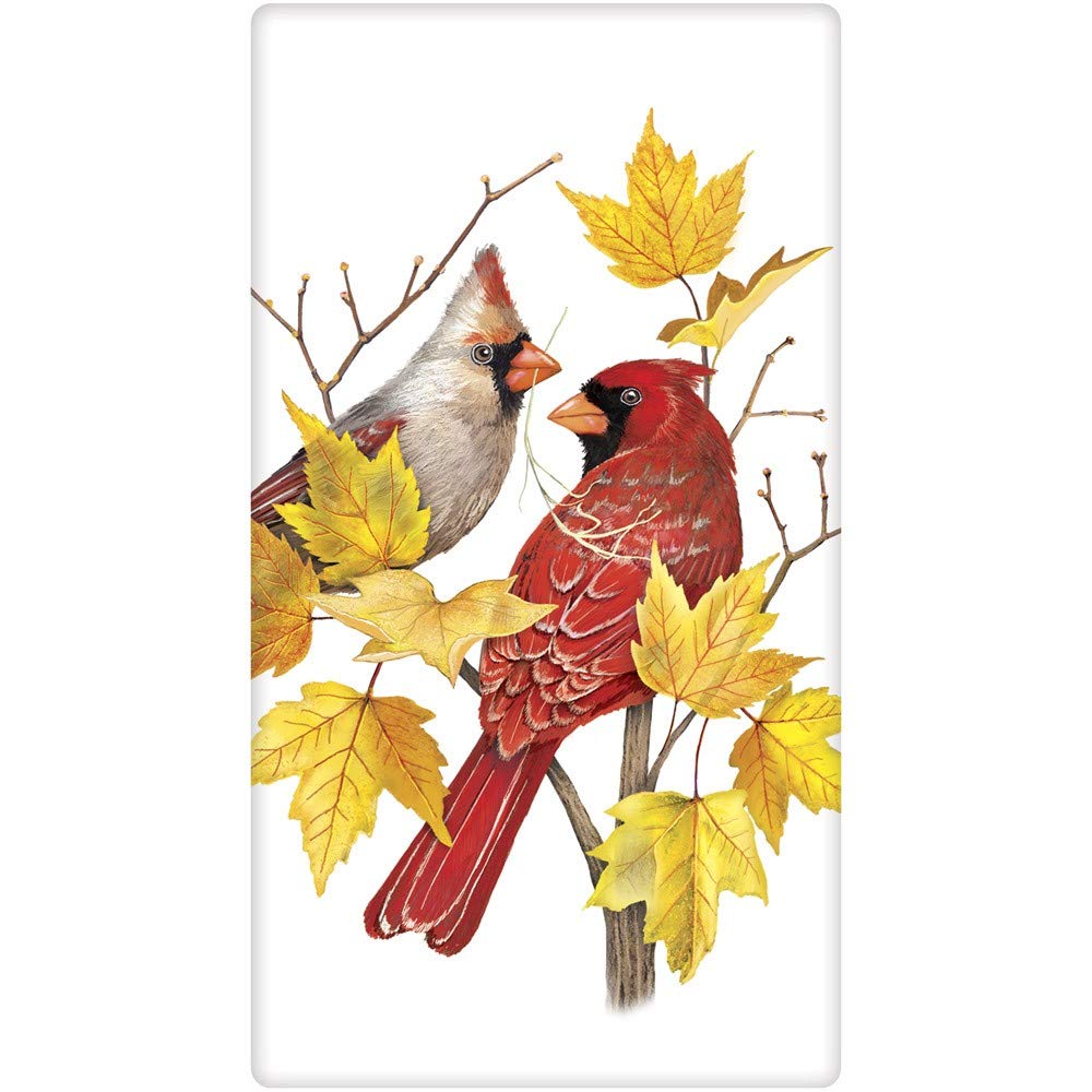 Mary Lake-Thompson Cardinals on a Maple Branch Cotton Flour Sack Dish Towel