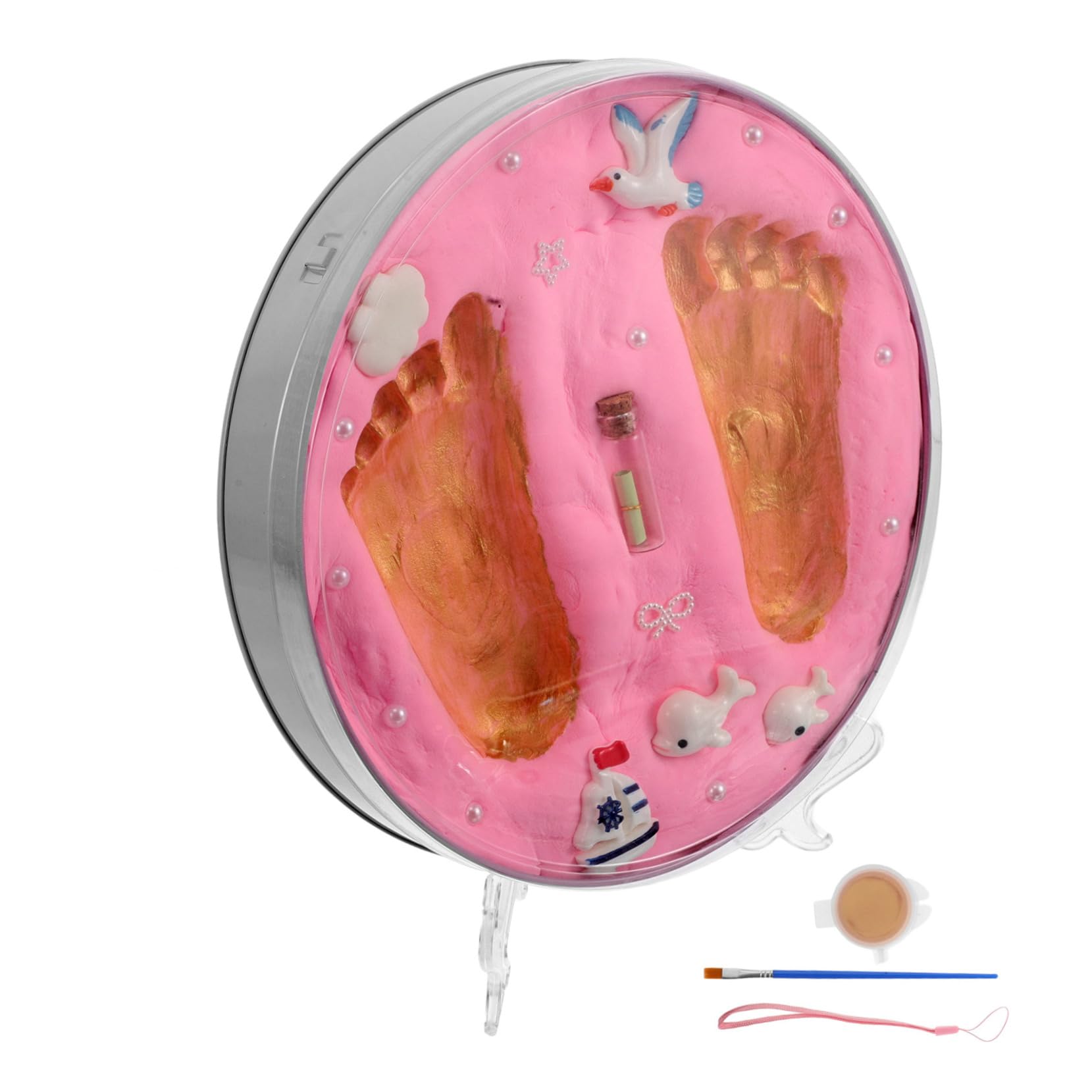 BESTonZON Arcilla Para Huellas De Manos De Kit De Guardería Marco Para Huellas De Pies Recuerdo De Fiesta Para Padres Primerizos De Recién Nacido