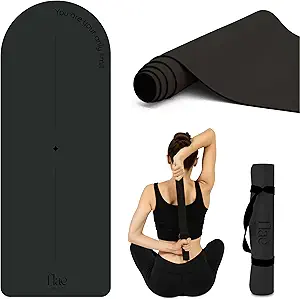Arch-shaped Yoga Mat, Eco PU Rubber, Non-Slip Exercise Mat for Yoga, Pilates, Home Workout & Stretching with Carry/Stretch Strap & Motivational Design