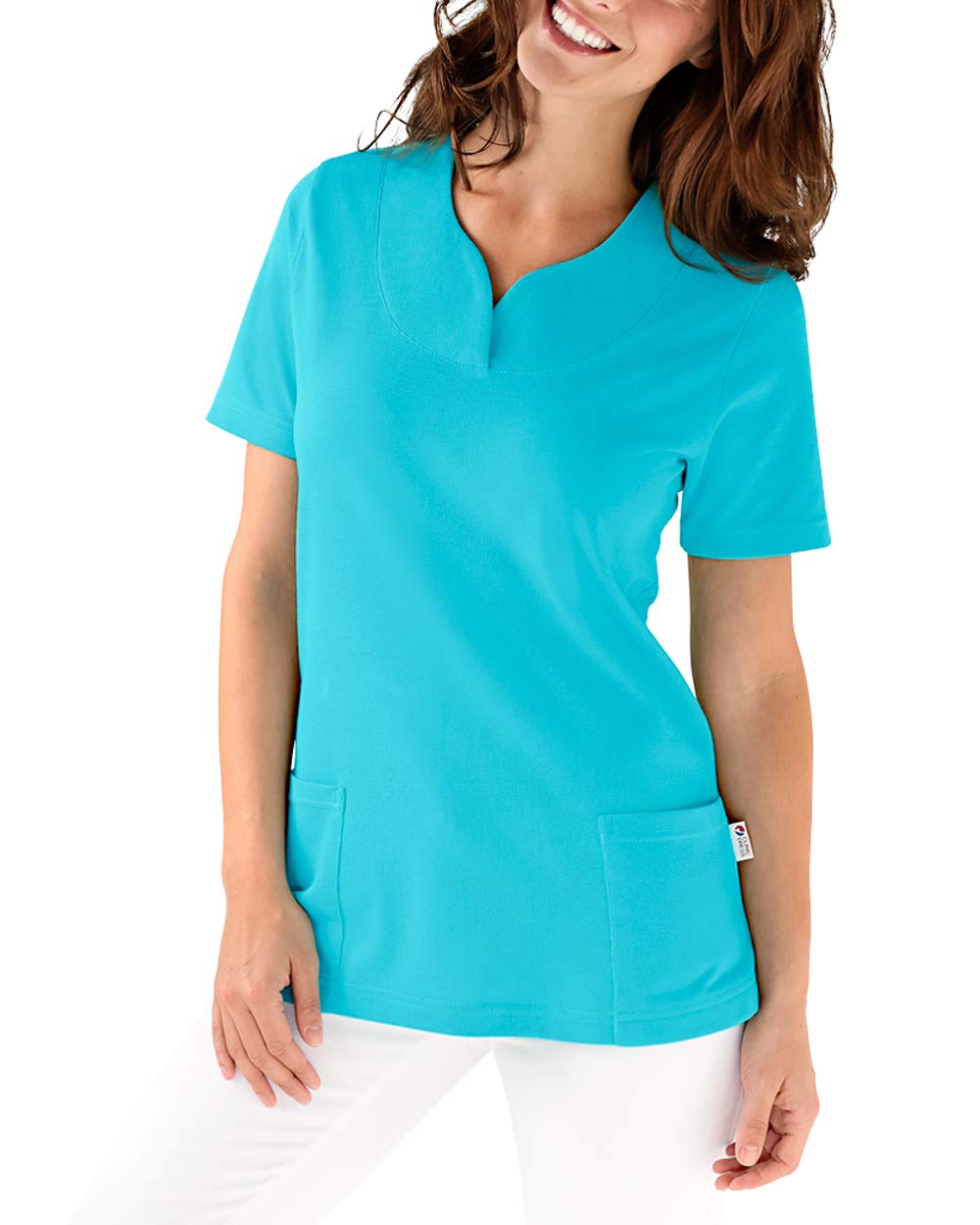 CLINIC DRESS Longshirt - Damen Shirt leicht tailliert 1/2 Arm hinten länger Saum abgerundet 60° Wäsche