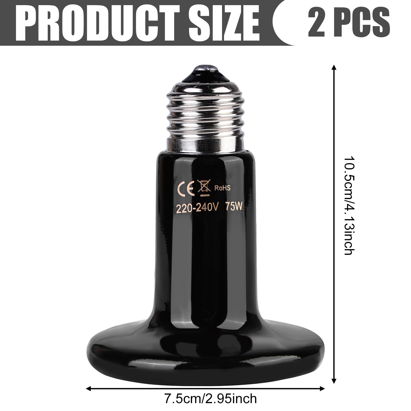 Ceramiczna lampa grzewcza 75 W, 220 V, E27, ceramiczna, na podczerwień, ceramika, zwierzęta, lampa grzewcza dla płazów, żółwia, jaszczurki, węża, pająka, pisklęta, psa, kota (75 W)