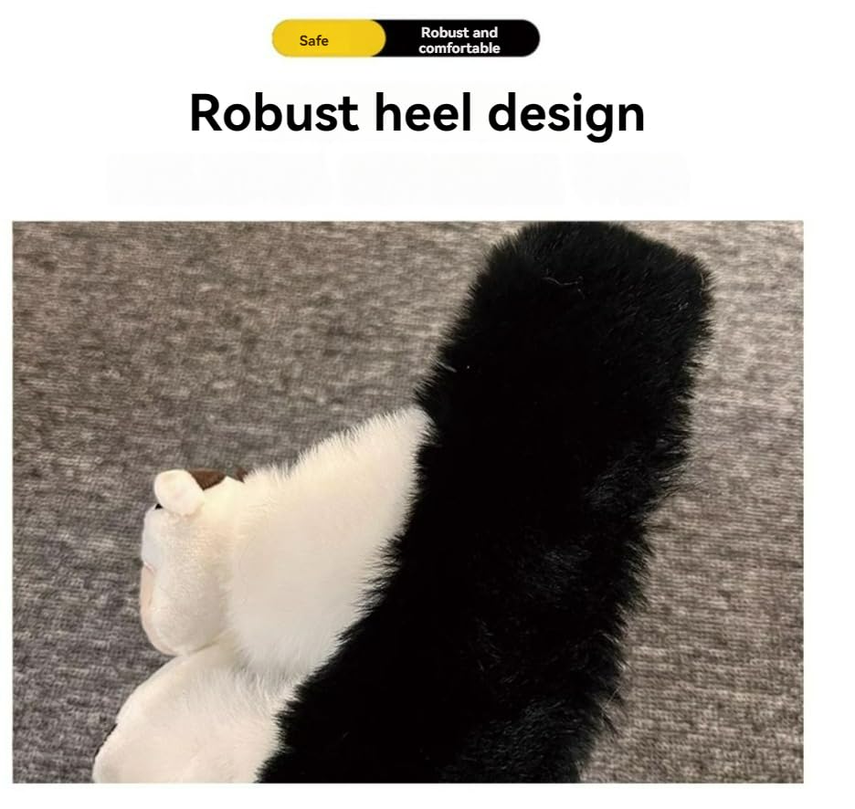 Women Cute Fuzzy Slippers Cozy Cartoon Charm Thickened Sole Mules Non-Slip Indoor-Outdoor Shoes for Autumn-Winter (US7-7.5,Duck,7,7.5)4