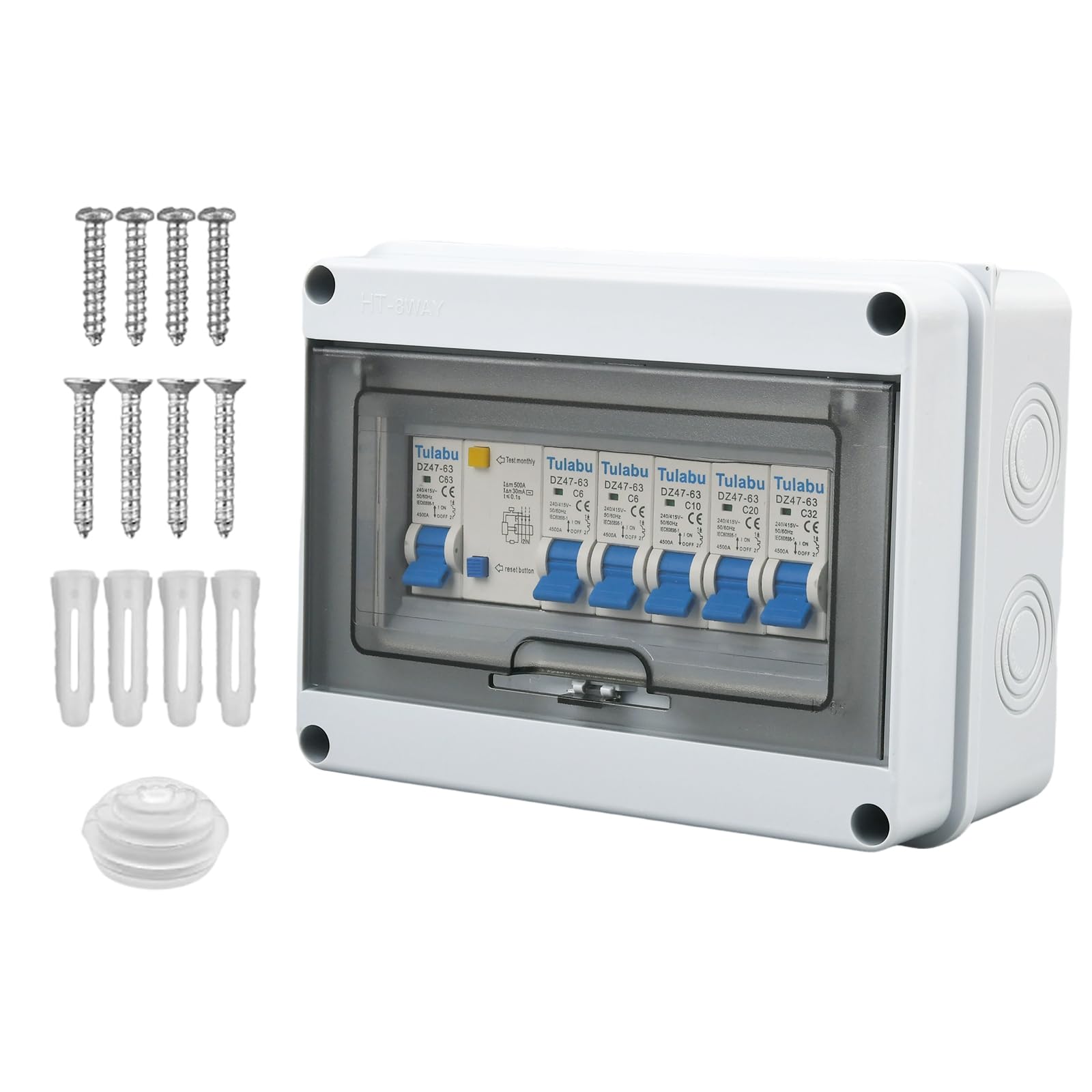 8 Way Miniature Circuit Breakers 220V 40A, IP66 for Indoor/Outdoor