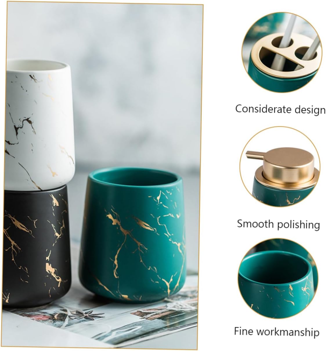 1Set Dark Bathroom Accessory Includes Toothbrush Holder Wash Cup Lotion Bottle and Soap Dish Elegant Wash Cup Kit for Organized Bathroom