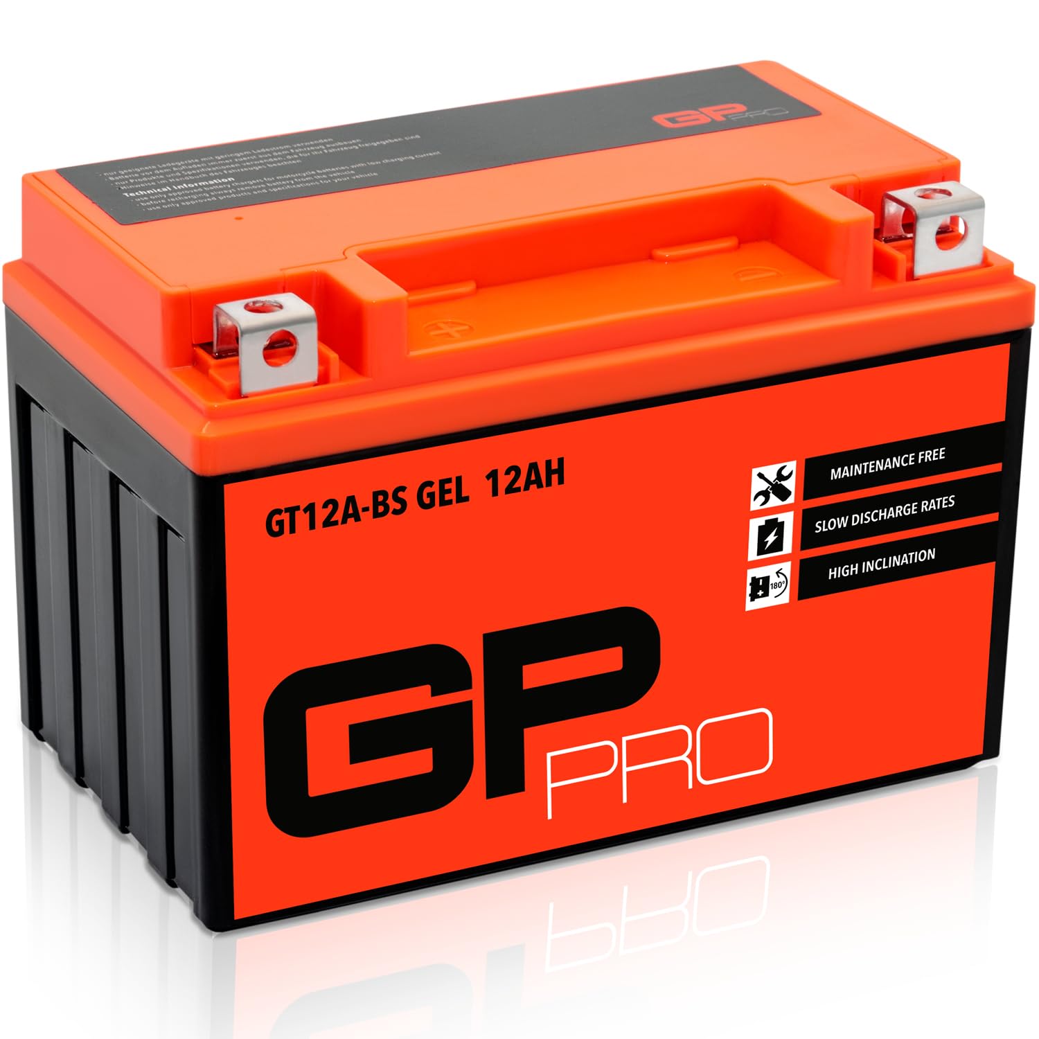 GP-PRO Akumulator rozruchowy GT12A-BS 12V 12Ah GEL (kompatybilny z akumulatorem motocyklowym YT12A-BS / YTX12A-BS) (bezobsługowy/uszczelniony)