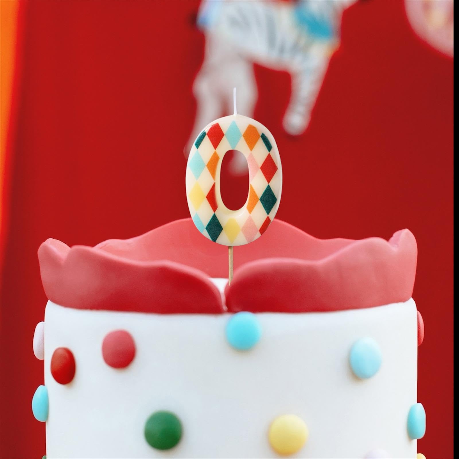 Elegant Number 0 Birthday Candle for Circus-Themed Party Celebrations Rhombus