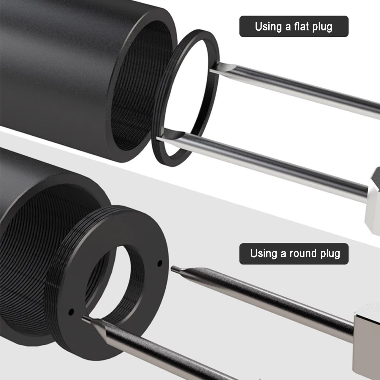 Llave de anillo a presión óptica, llave de cuello universal, rango ajustable de 3-73 mm, acero inoxidable, par máximo de 9 N·m para instalación y extracción del collar de retención