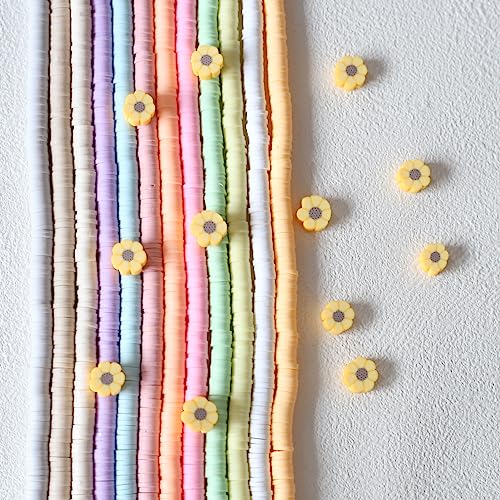 YIEUR Pack of 4320 Heishi Beads, Colourful Polymer Clay Beads, 6 mm Loose Clay Beads with Hole and Spacing Beads - Image 4