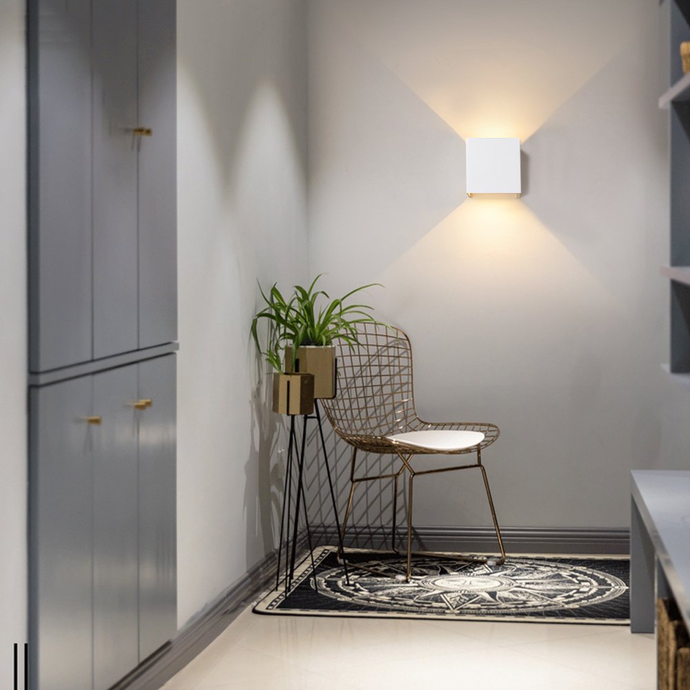 Klighten 2 Pezzi 12W Lampada da Parete LED Moderno, Applique da Parete Interno/Esterno Bianco caldo 3000K, Lampade da Parete Angolo del Fascio Regolabile, IP65 Impermeabile (Bianca)