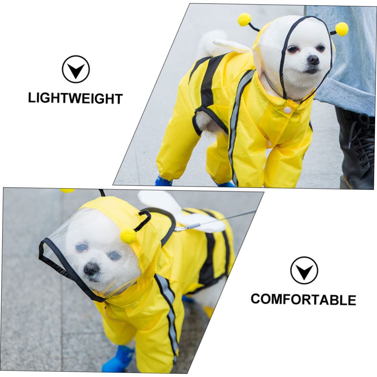 Angoily 3pièces Manteau De Pluie pour Chien Abeille avec Capuche Vêtement Étanche Et Léger pour Chiens De Moyenne à Petite Poncho Pratique pour Jours Pluvieux Et Neigeux