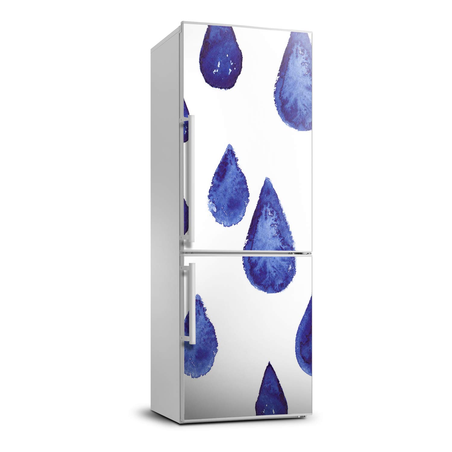 Vinilo autoadhesivo para refrigerador 60x180 cm de gotas azules para decoración de cocina