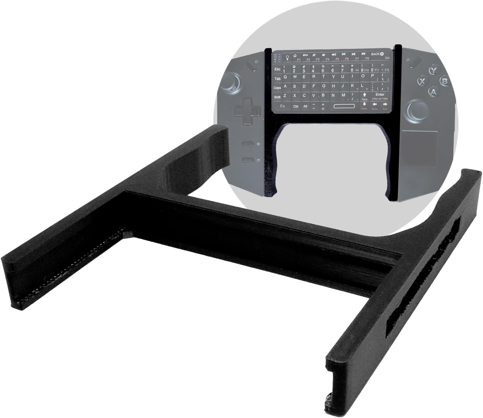 SplashNColor Controller Handle Compatible for LegionGo with Mini Bluetooth Keyboard Space for Rii518 BT Mini - Portable Handheld Grip Connector Holder for Video Game Console - ABS - Black