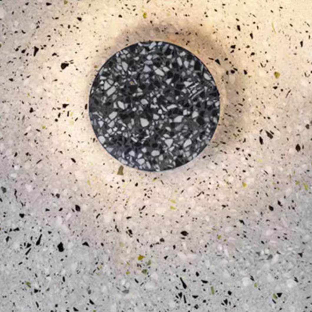 Black Modern Wall Sconce Flat Circular Wall Light Round Disc Sconces Wall Lighting Marble Style Stone Wall Lamp for Living Room Bedroom Stairway - 9.4" 3000K LED Warm Light