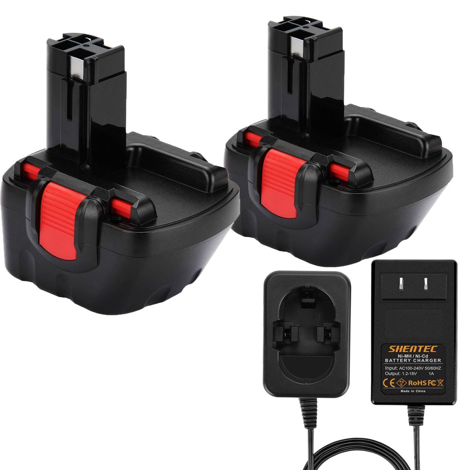 2X Shentec 12V 4.5Ah NI-MH Batterie + Chargeur pour Bosch BAT043 BAT045 BAT120 BAT139 2607335542 2607335526 2607335274 2607335709 GSR 12-2 12VE-2 PSR 12 GSB 12VE-2 22612