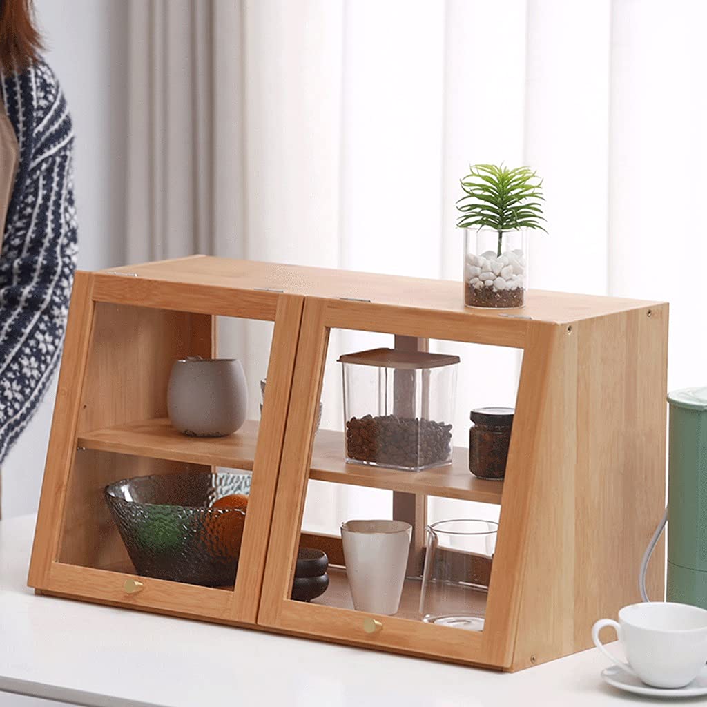Vitrina para Pasteles y Galletas de 60 cm (23,62 Pulgadas), Estante para Juegos de té de Oficina, Armario de mostrador de 2 Niveles, Mesa Auxiliar para Pan, aparador, Mueble de café con Puertas Corre