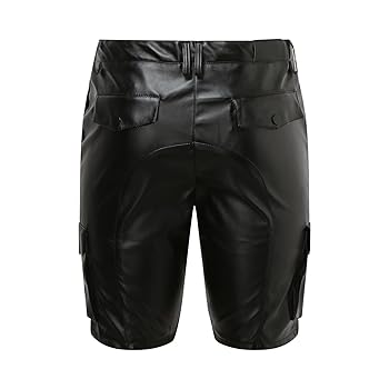 Amazon | レザーパンツ メンズ レザーショーツ ストレッチ